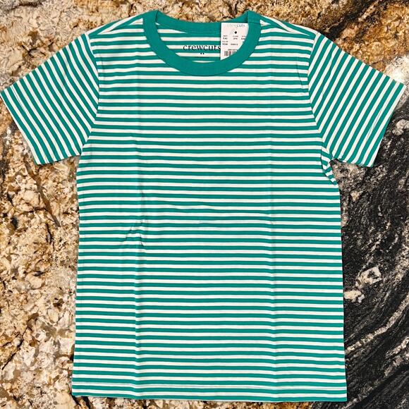 NWT J. Crew Boy's Mint Green and White Stripe T-Shirt - Picture 2 of 7